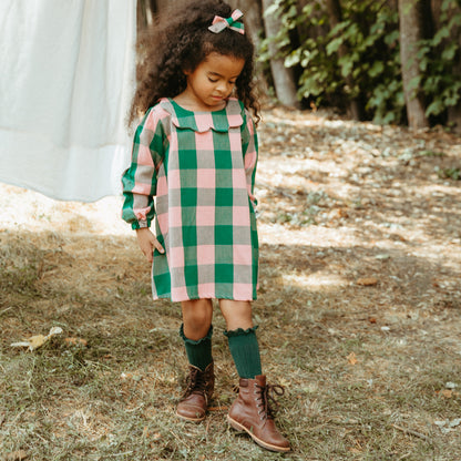 Mabel Girl Dress in Rosie Check